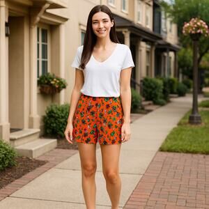 TopShop Shorts Ditzy Floral High Waisted Orange